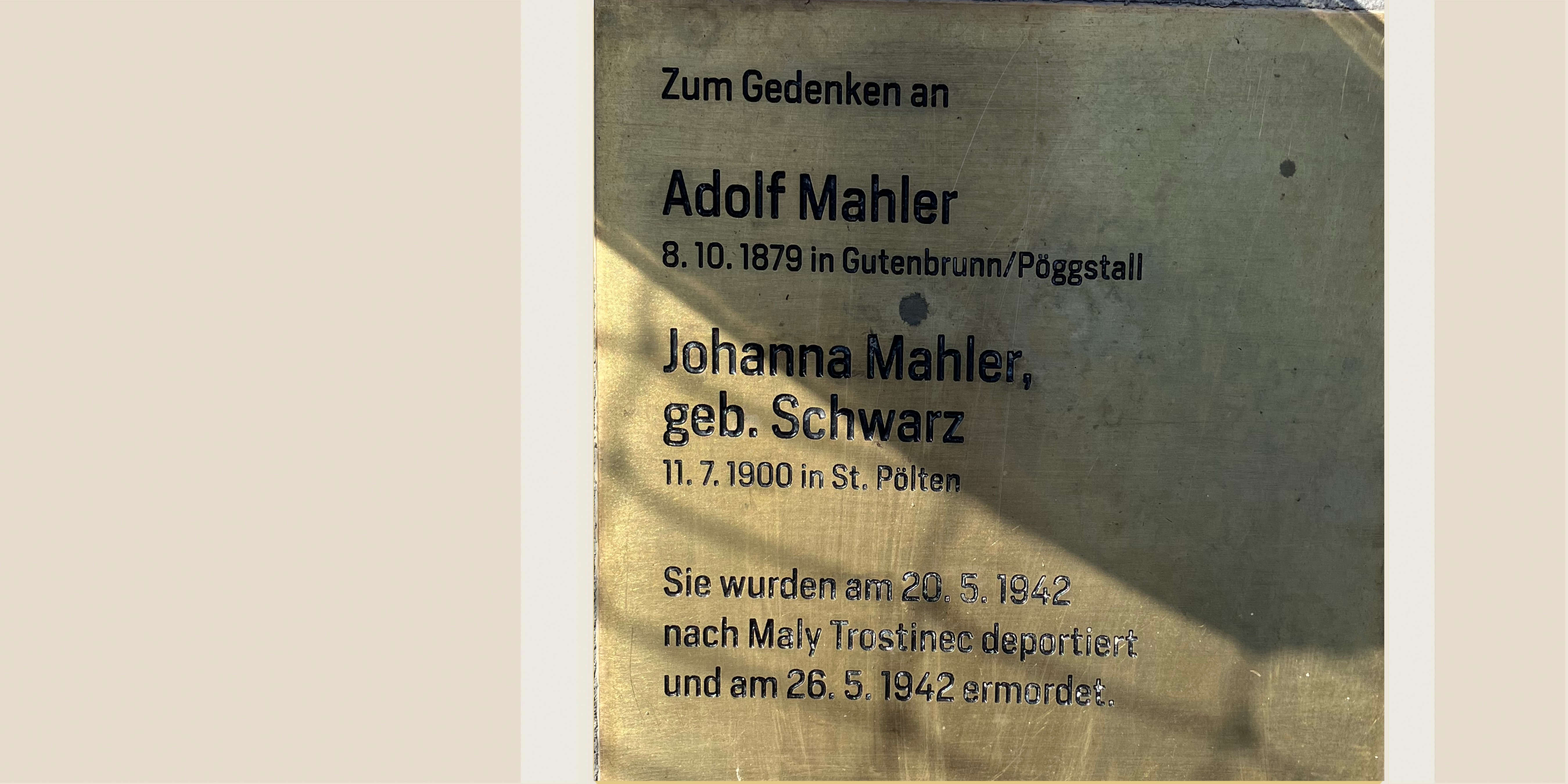 Steine der Erinnerung 2025 - Adolf und Johanna Mahler